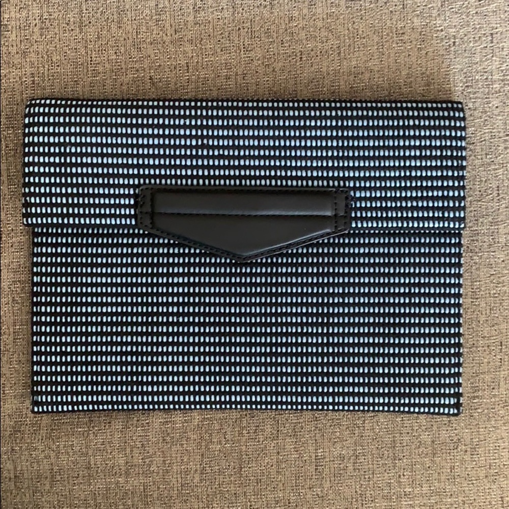 Sky blue and black Mango clutch